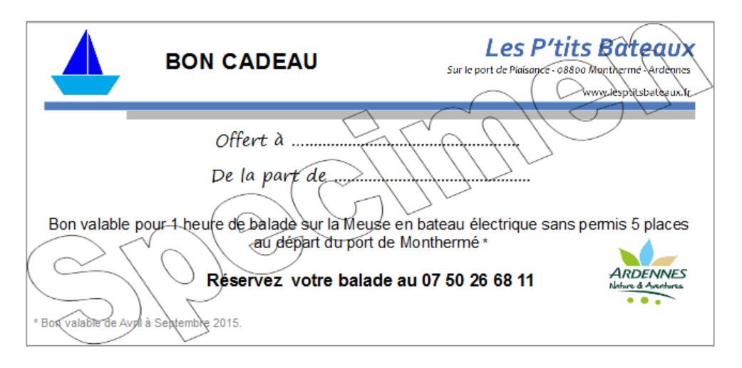 Bon cadeau specimen